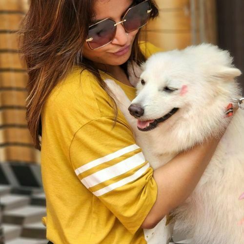 Ananya Biswas with her pet