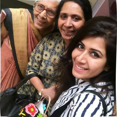 Kiran Bhargava with her daughter and mother