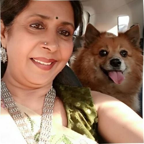 Kiran Bhargava with her dog Kaju