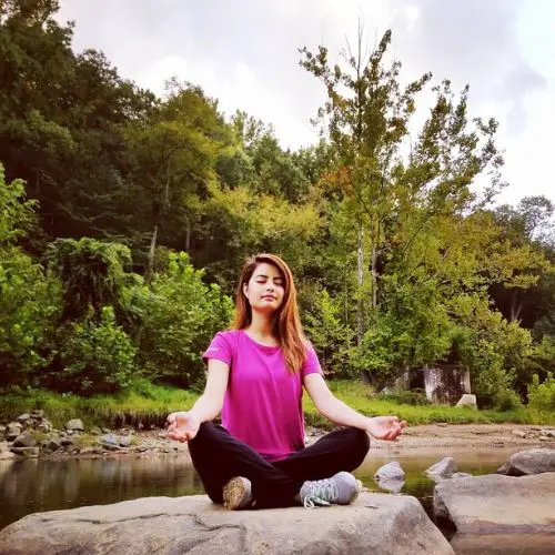 Kristina while meditating