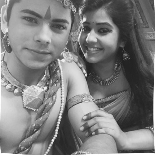 Prerna Sharma with Siddharth Nigam from the sets of Chandra Nandini