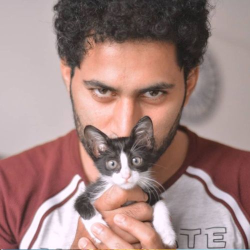 Raj Hanchanale with his cat