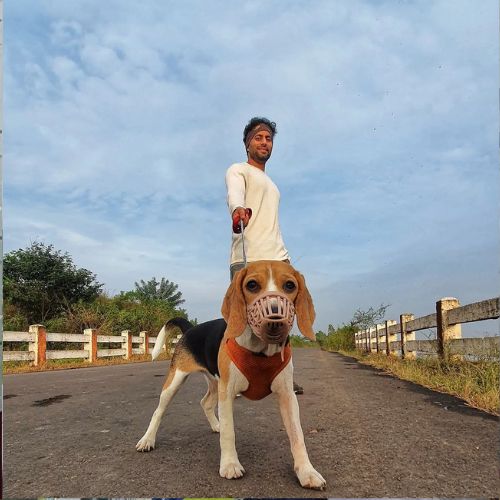 Raj Hanchanale with his dog