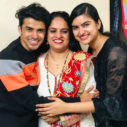 Pratik with his mother and sister