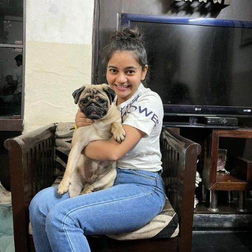 Rupam with her dog