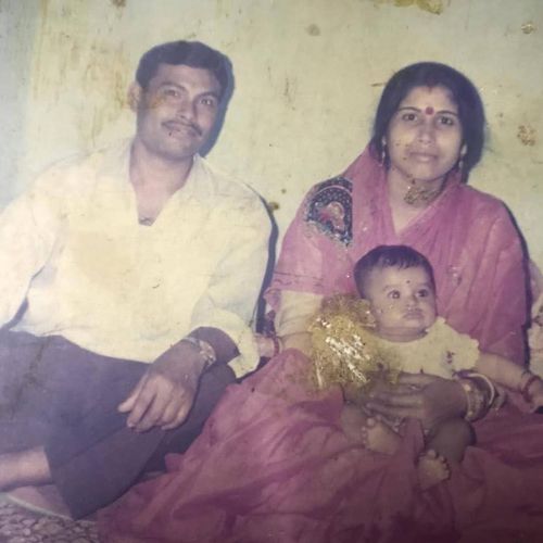 Senjuti's childhood picture with her parents
