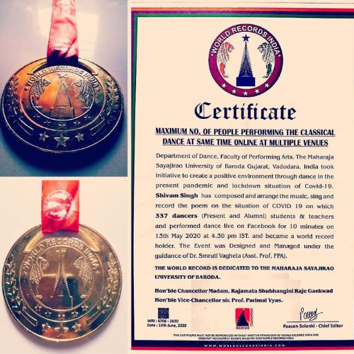 Shivam's certificate and medal