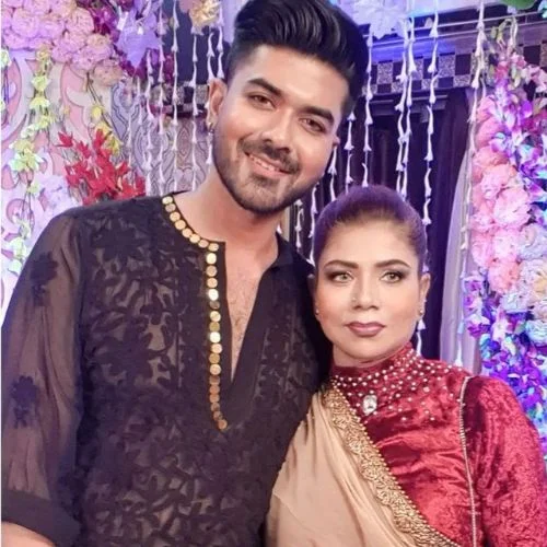 Surjit Saha with his mother