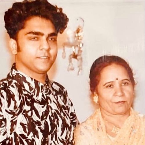 Vipin Aneja with his mother