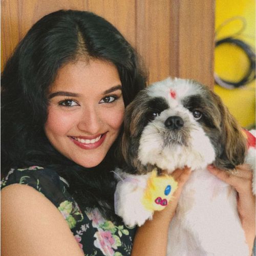 Shreya with her pet