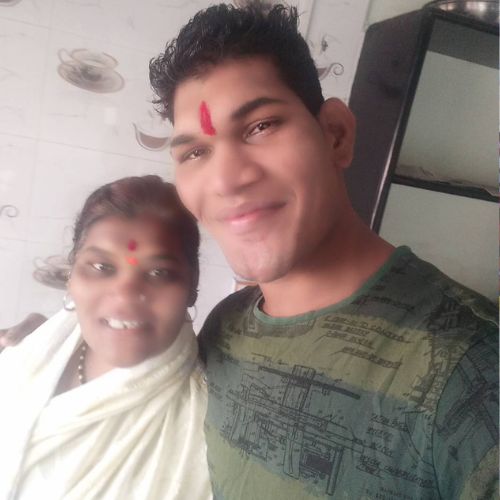 Yogesh with his mother
