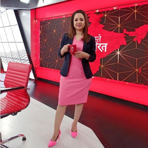 Aparna at Namaste Bharat set on ABP News TV channel