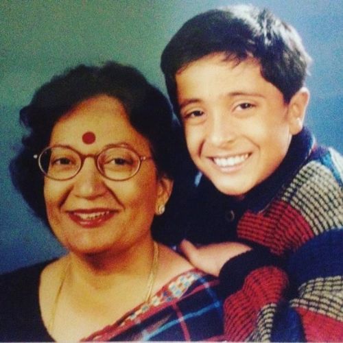 Pradeep Bhandari with Mother