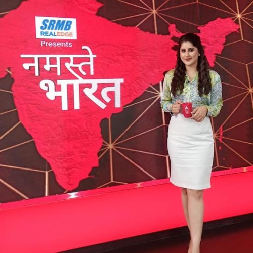 Sonal Mudgal at set of ABP news popular show Namaste Bharat